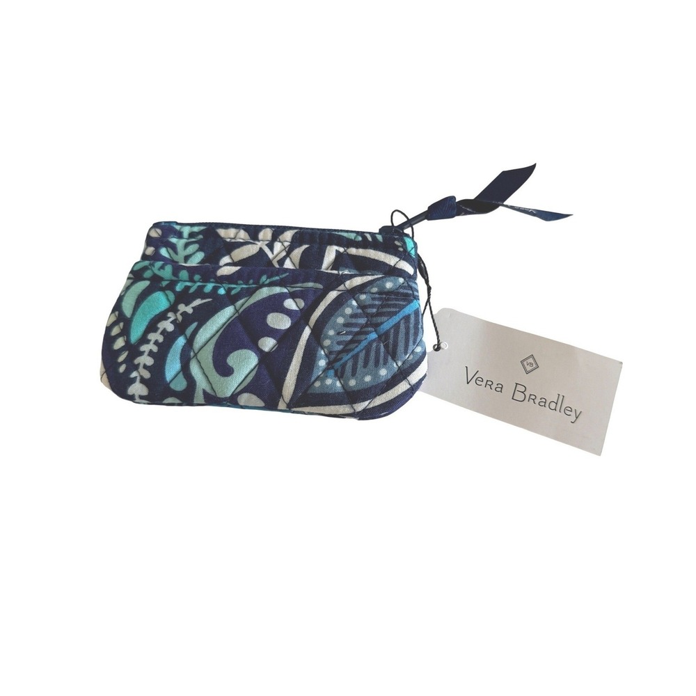 Vera Bradley Coin Purse Blue Island Medallion Quilted Cotton Wallet Boho New